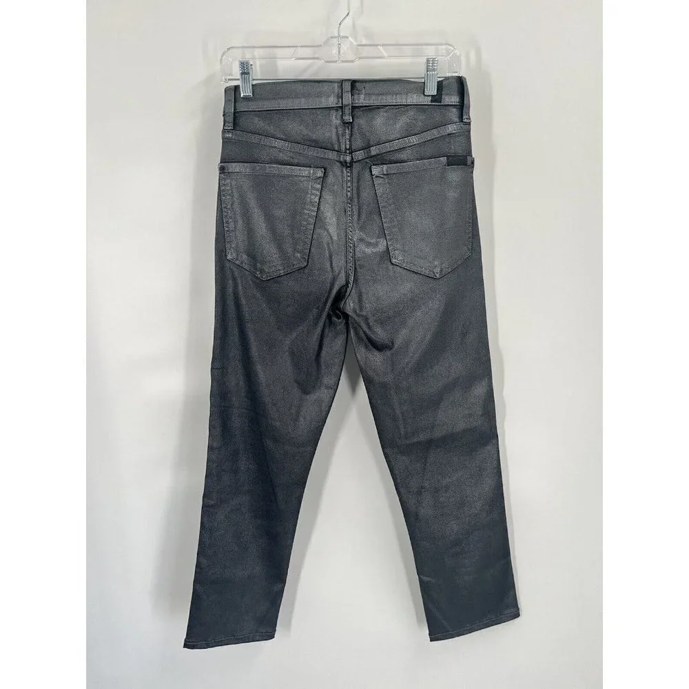 7 For All Mankind Women's Black Coated Skinny Jeans
